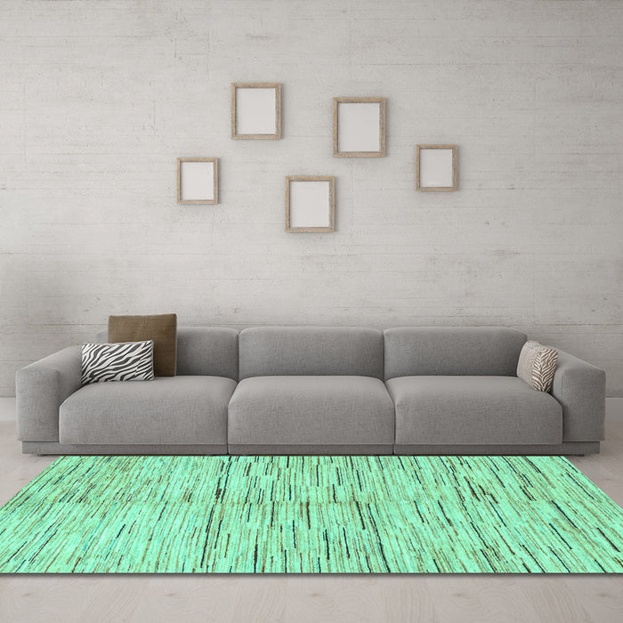 Machine Washable Solid Turquoise Modern Area Rugs in a Living Room,, wshabs1550turq