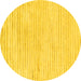 Round Machine Washable Solid Yellow Modern Rug, wshabs1551yw