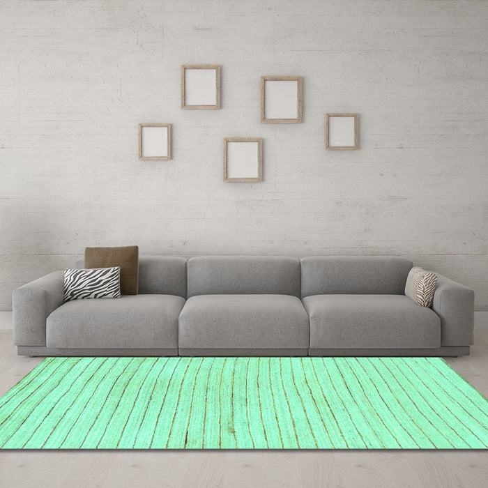 Machine Washable Solid Turquoise Modern Area Rugs in a Living Room,, wshabs1551turq