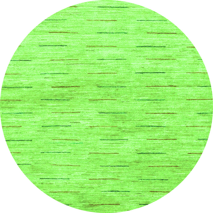 Round Machine Washable Solid Green Modern Area Rugs, wshabs1552grn