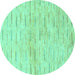 Round Solid Turquoise Modern Rug, abs1552turq