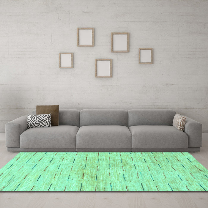 Machine Washable Solid Turquoise Modern Area Rugs in a Living Room,, wshabs1552turq