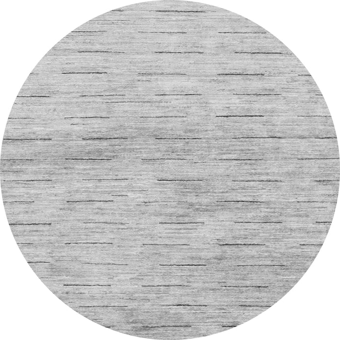 Round Machine Washable Solid Gray Modern Rug, wshabs1552gry