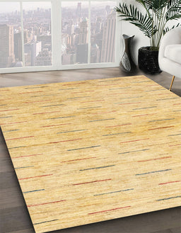Machine Washable Abstract Chrome Gold Yellow Rug in a Family Room, wshabs1552