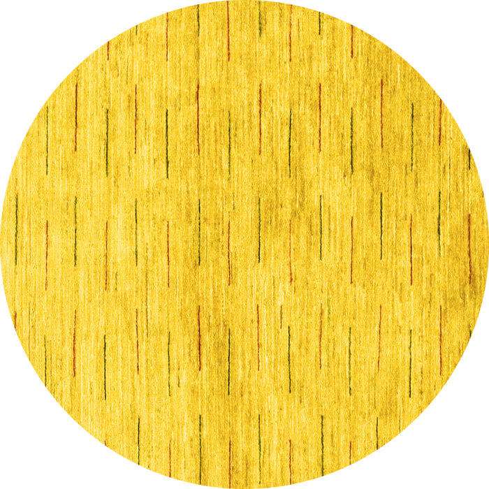 Round Machine Washable Solid Yellow Modern Rug, wshabs1552yw