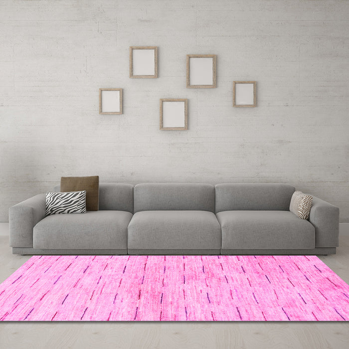 Machine Washable Solid Pink Modern Rug in a Living Room, wshabs1552pnk