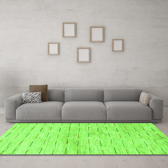 Machine Washable Solid Green Modern Area Rugs in a Living Room,, wshabs1552grn