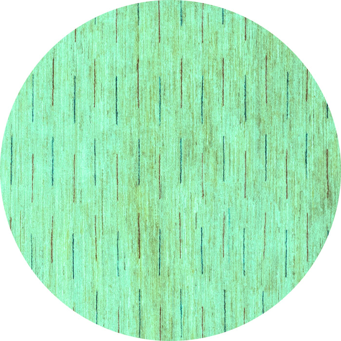 Round Machine Washable Solid Turquoise Modern Area Rugs, wshabs1552turq