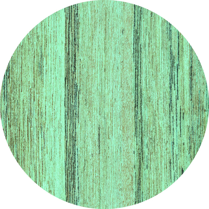 Round Machine Washable Abstract Turquoise Modern Area Rugs, wshabs1553turq