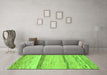 Machine Washable Abstract Green Modern Area Rugs in a Living Room,, wshabs1553grn