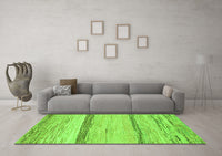 Machine Washable Abstract Green Modern Rug, wshabs1553grn