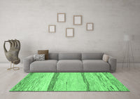 Machine Washable Abstract Emerald Green Modern Rug, wshabs1553emgrn