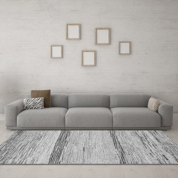 Machine Washable Abstract Gray Modern Rug in a Living Room,, wshabs1553gry