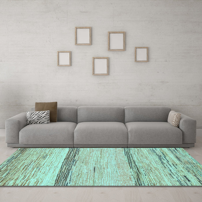 Machine Washable Abstract Light Blue Modern Rug in a Living Room, wshabs1553lblu