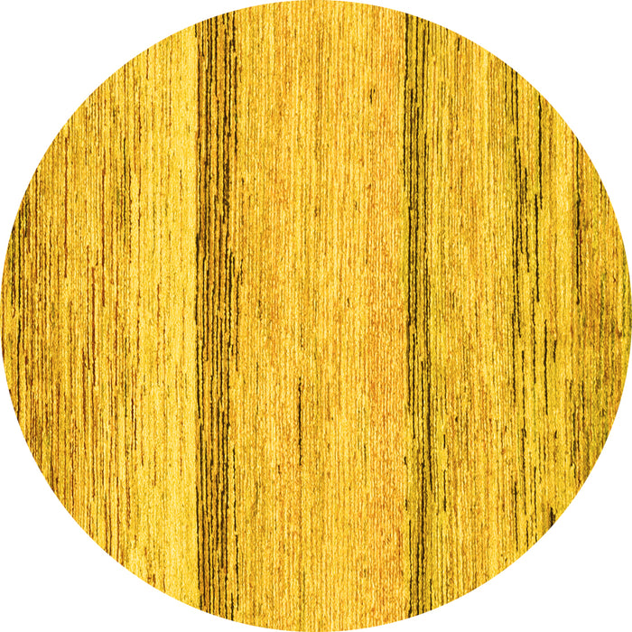 Round Abstract Yellow Modern Rug, abs1553yw