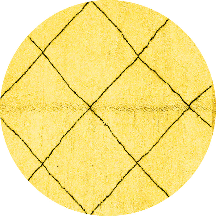 Round Machine Washable Solid Yellow Modern Rug, wshabs1554yw