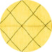 Round Machine Washable Solid Yellow Modern Rug, wshabs1554yw