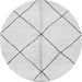 Round Machine Washable Solid Gray Modern Rug, wshabs1554gry