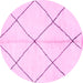 Round Machine Washable Solid Pink Modern Rug, wshabs1554pnk