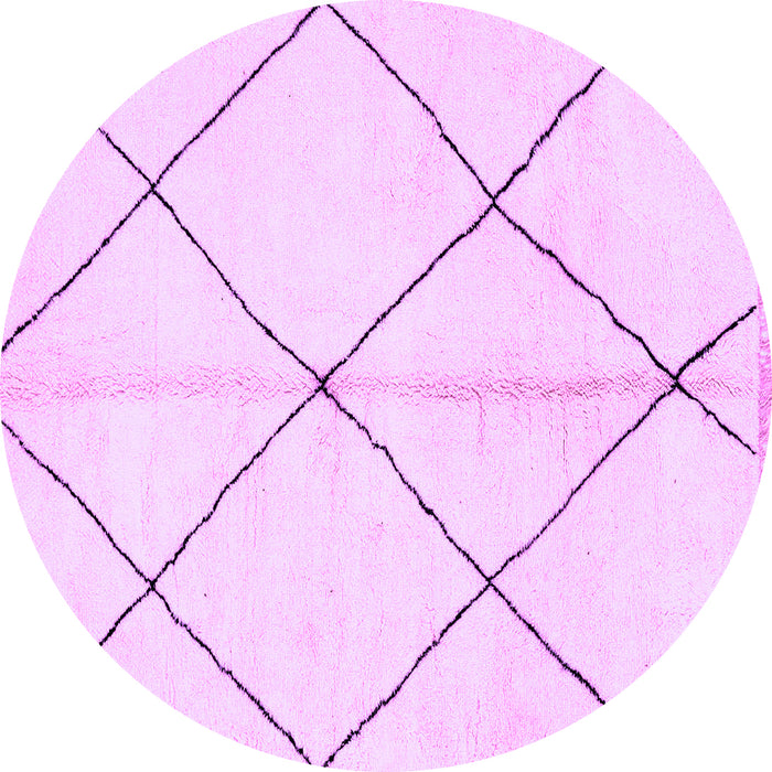 Round Machine Washable Solid Purple Modern Area Rugs, wshabs1554pur