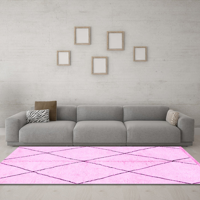 Machine Washable Solid Pink Modern Rug in a Living Room, wshabs1554pnk