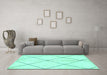 Machine Washable Solid Turquoise Modern Area Rugs in a Living Room,, wshabs1554turq