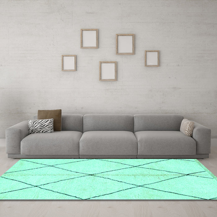 Machine Washable Solid Turquoise Modern Area Rugs in a Living Room,, wshabs1554turq