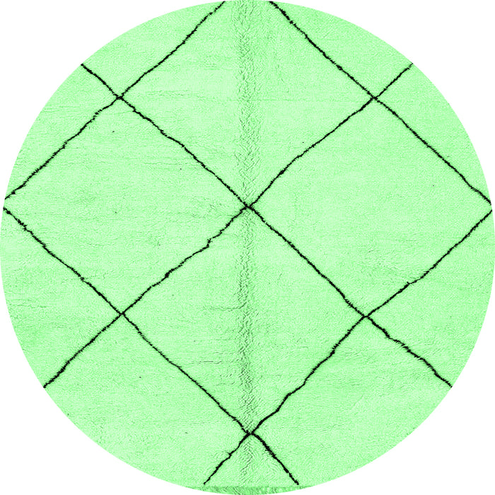 Round Machine Washable Solid Emerald Green Modern Area Rugs, wshabs1554emgrn