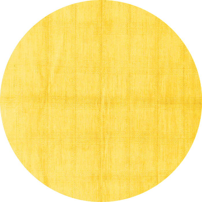 Round Machine Washable Solid Yellow Modern Rug, wshabs1555yw