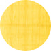 Round Machine Washable Solid Yellow Modern Rug, wshabs1555yw