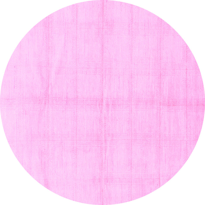 Round Machine Washable Solid Pink Modern Rug, wshabs1555pnk