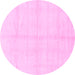 Round Machine Washable Solid Pink Modern Rug, wshabs1555pnk