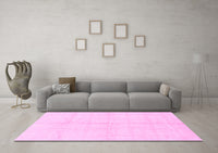 Machine Washable Solid Pink Modern Rug, wshabs1555pnk