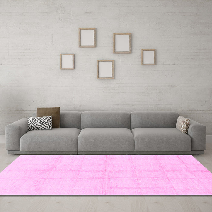 Machine Washable Solid Pink Modern Rug in a Living Room, wshabs1555pnk
