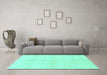 Machine Washable Solid Turquoise Modern Area Rugs in a Living Room,, wshabs1555turq