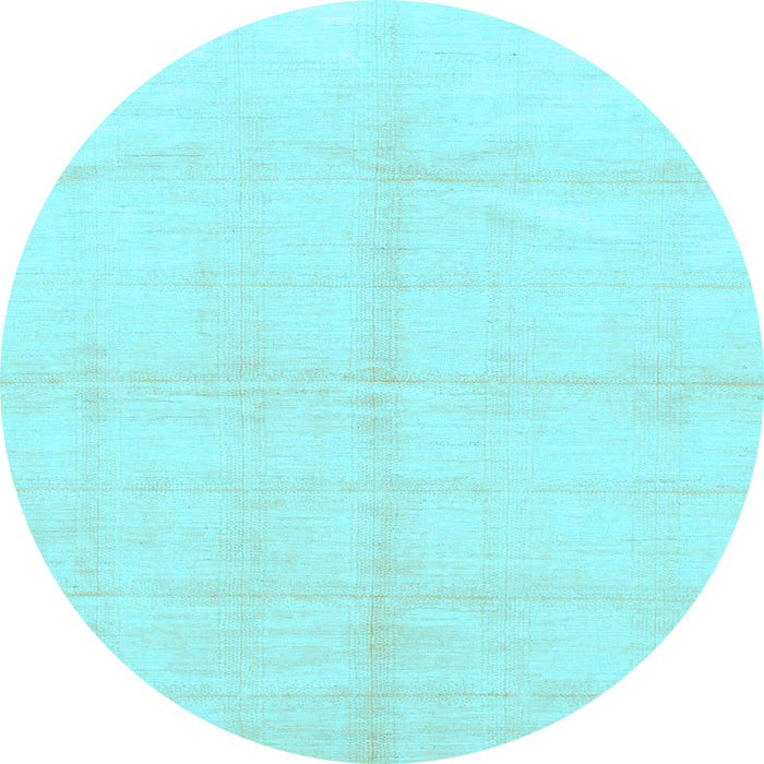 Round Machine Washable Solid Light Blue Modern Rug, wshabs1555lblu