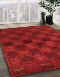 Abstract Red Modern Rug, abs1556