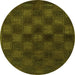 Round Machine Washable Abstract Green Modern Area Rugs, wshabs1556grn