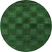 Round Abstract Emerald Green Modern Rug, abs1556emgrn