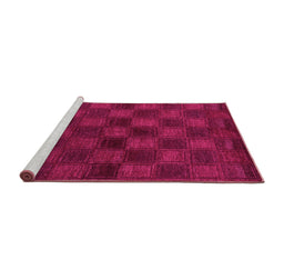 Sideview of Machine Washable Abstract Pink Modern Rug, wshabs1556pnk