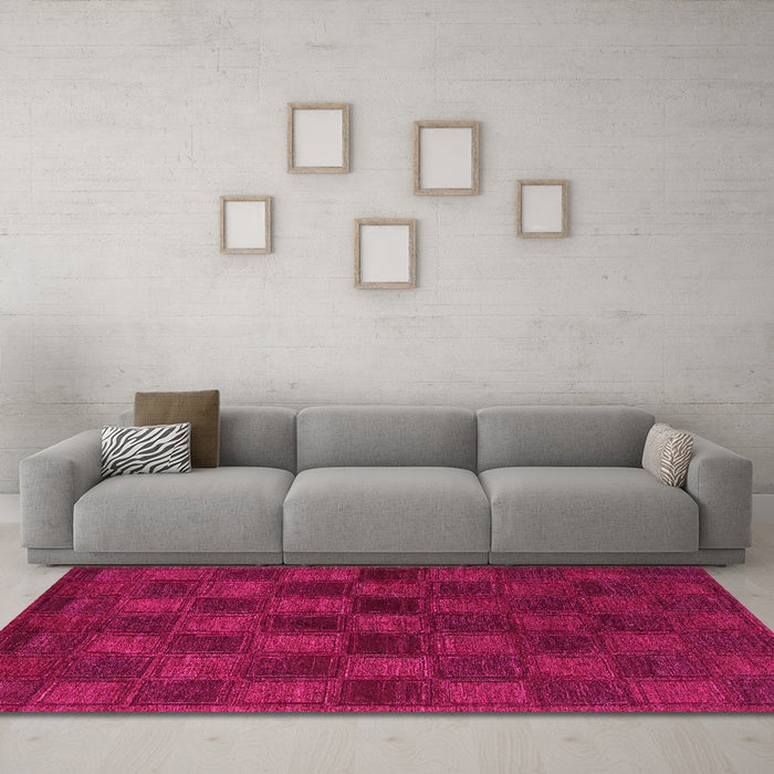 Machine Washable Abstract Pink Modern Rug in a Living Room, wshabs1556pnk