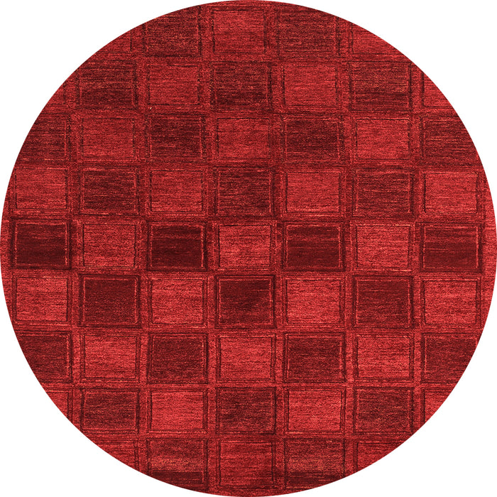 Round Machine Washable Abstract Orange Modern Area Rugs, wshabs1556org