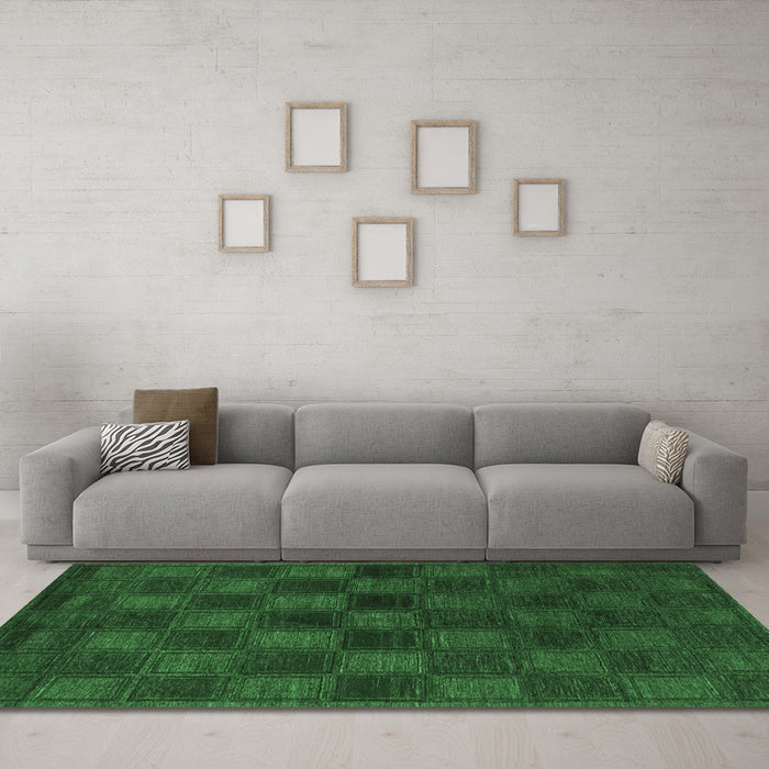 Machine Washable Abstract Emerald Green Modern Area Rugs in a Living Room,, wshabs1556emgrn