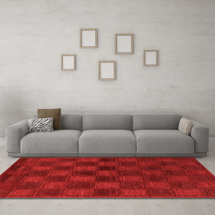 Machine Washable Abstract Orange Modern Area Rugs in a Living Room, wshabs1556org