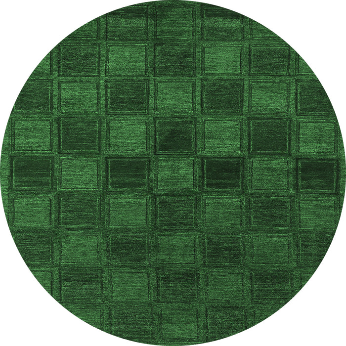 Round Machine Washable Abstract Emerald Green Modern Area Rugs, wshabs1556emgrn