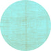 Round Machine Washable Solid Light Blue Modern Rug, wshabs1557lblu