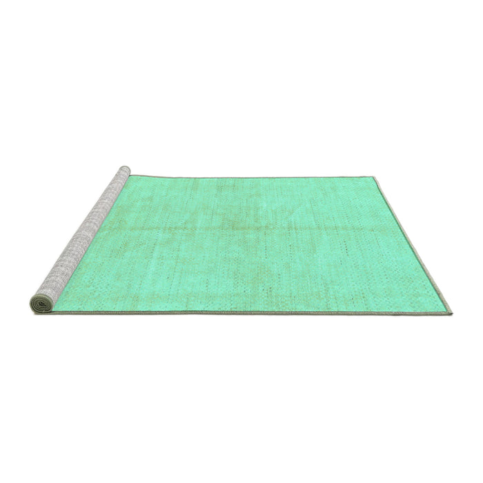 Sideview of Machine Washable Solid Turquoise Modern Area Rugs, wshabs1557turq