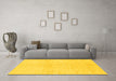 Machine Washable Solid Yellow Modern Rug in a Living Room, wshabs1557yw