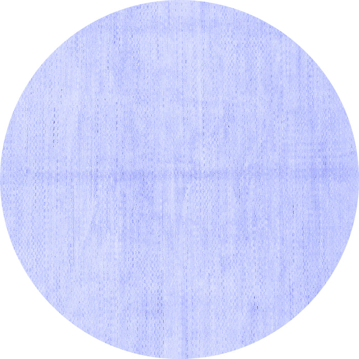 Round Machine Washable Solid Blue Modern Rug, wshabs1557blu