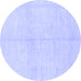 Round Machine Washable Solid Blue Modern Rug, wshabs1557blu